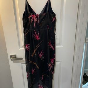 Navy with pink flower. Split on left side